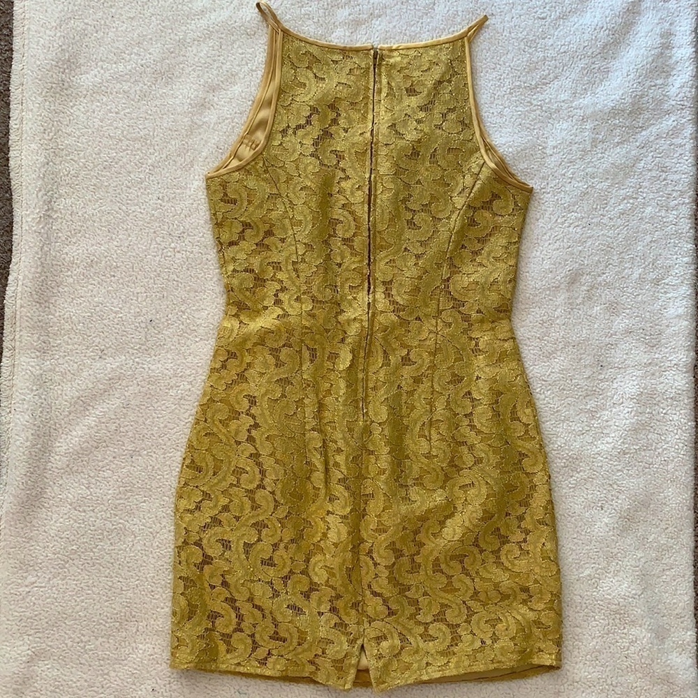 Gold Lace Dress Vintage 90’s Jessica McClintock - Picture 2 of 11